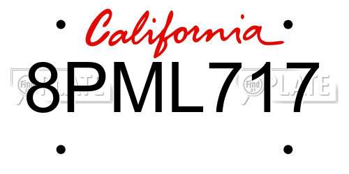 8PML717 California License Plate