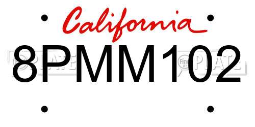 8PMM102 California License Plate