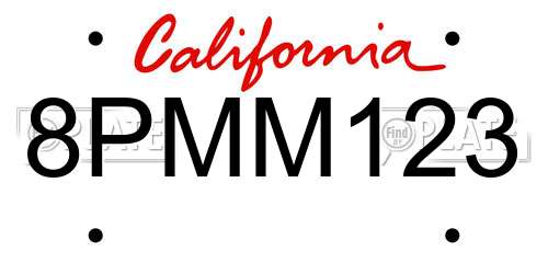 8PMM123 California License Plate