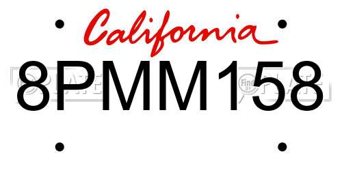 8PMM158 California License Plate