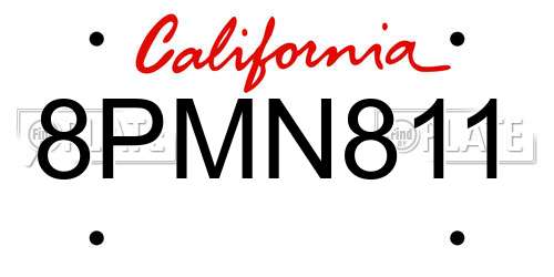 8PMN811 California License Plate