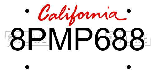 8PMP688 California License Plate