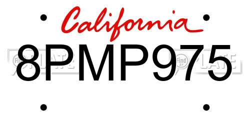 8PMP975 California License Plate
