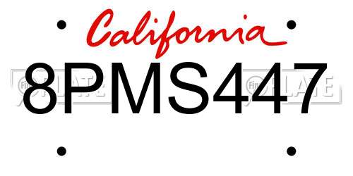 8PMS447 California License Plate