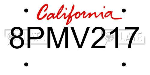 8PMV217 California License Plate