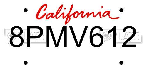 8PMV612 California License Plate
