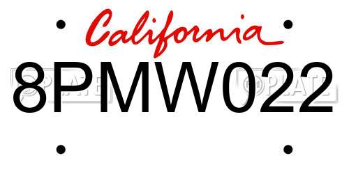 8PMW022 California License Plate