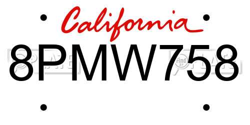 8PMW758 California License Plate