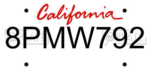 8PMW792 California License Plate