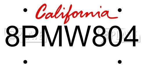 8PMW804 California License Plate