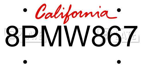 8PMW867 California License Plate