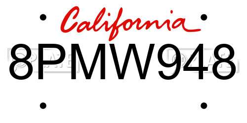 8PMW948 California License Plate