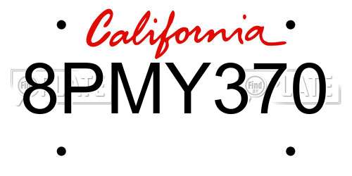 8PMY370 California License Plate