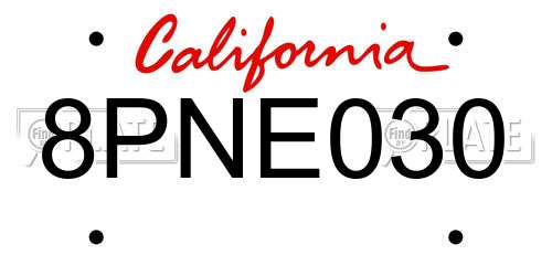8PNE030 California License Plate