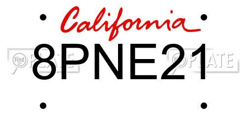8PNE21 California License Plate