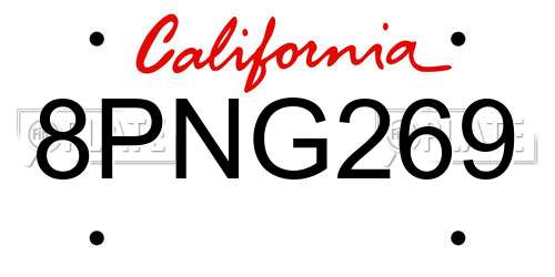 8PNG269 California License Plate