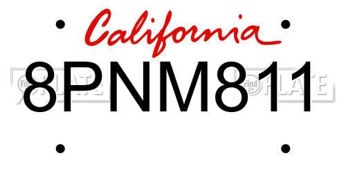 8PNM811 California License Plate