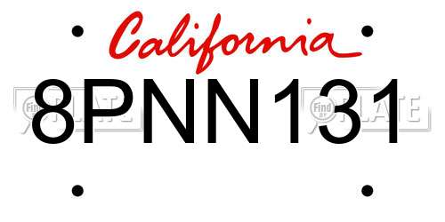 8PNN131 California License Plate
