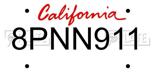 8PNN911 California License Plate