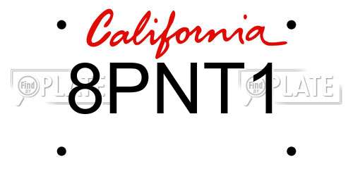 8PNT1 California License Plate