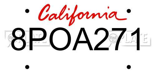 8POA271 California License Plate