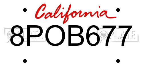 8POB677 California License Plate