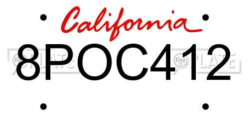 8POC412 California License Plate