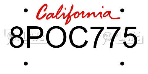 8POC775 California License Plate