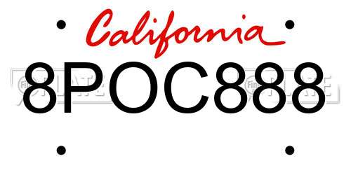 8POC888 California License Plate