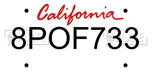 8POF733 California License Plate