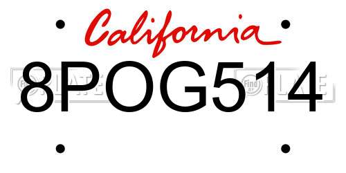 8POG514 California License Plate