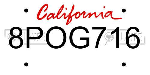 8POG716 California License Plate