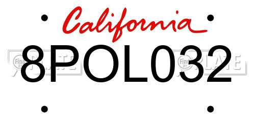 8POL032 California License Plate