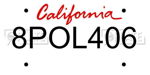 8POL406 California License Plate