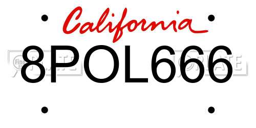 8POL666 California License Plate