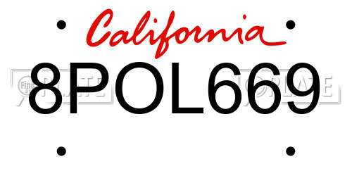 8POL669 California License Plate