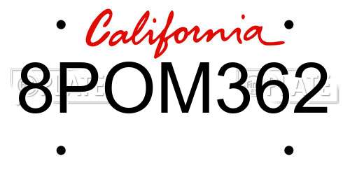 8POM362 California License Plate