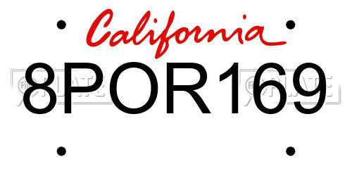 8POR169 California License Plate