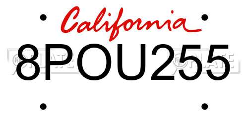 8POU255 California License Plate