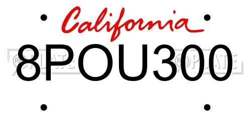 8POU300 California License Plate