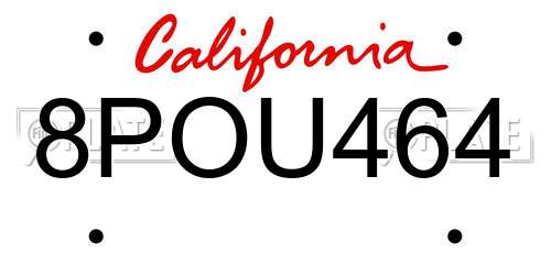 8POU464 California License Plate