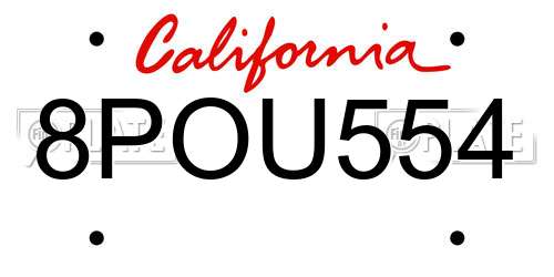 8POU554 California License Plate