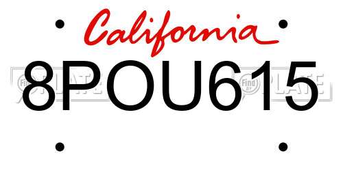 8POU615 California License Plate