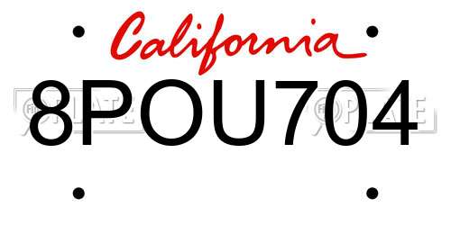 8POU704 California License Plate