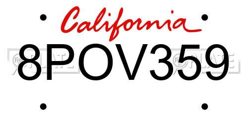 8POV359 California License Plate