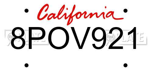 8POV921 California License Plate