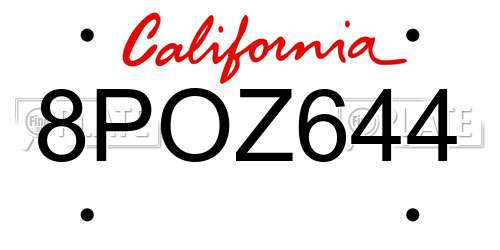 8POZ644 California License Plate