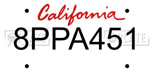 8PPA451 California License Plate