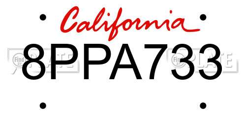 8PPA733 California License Plate