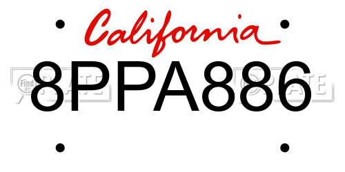 8PPA886 California License Plate